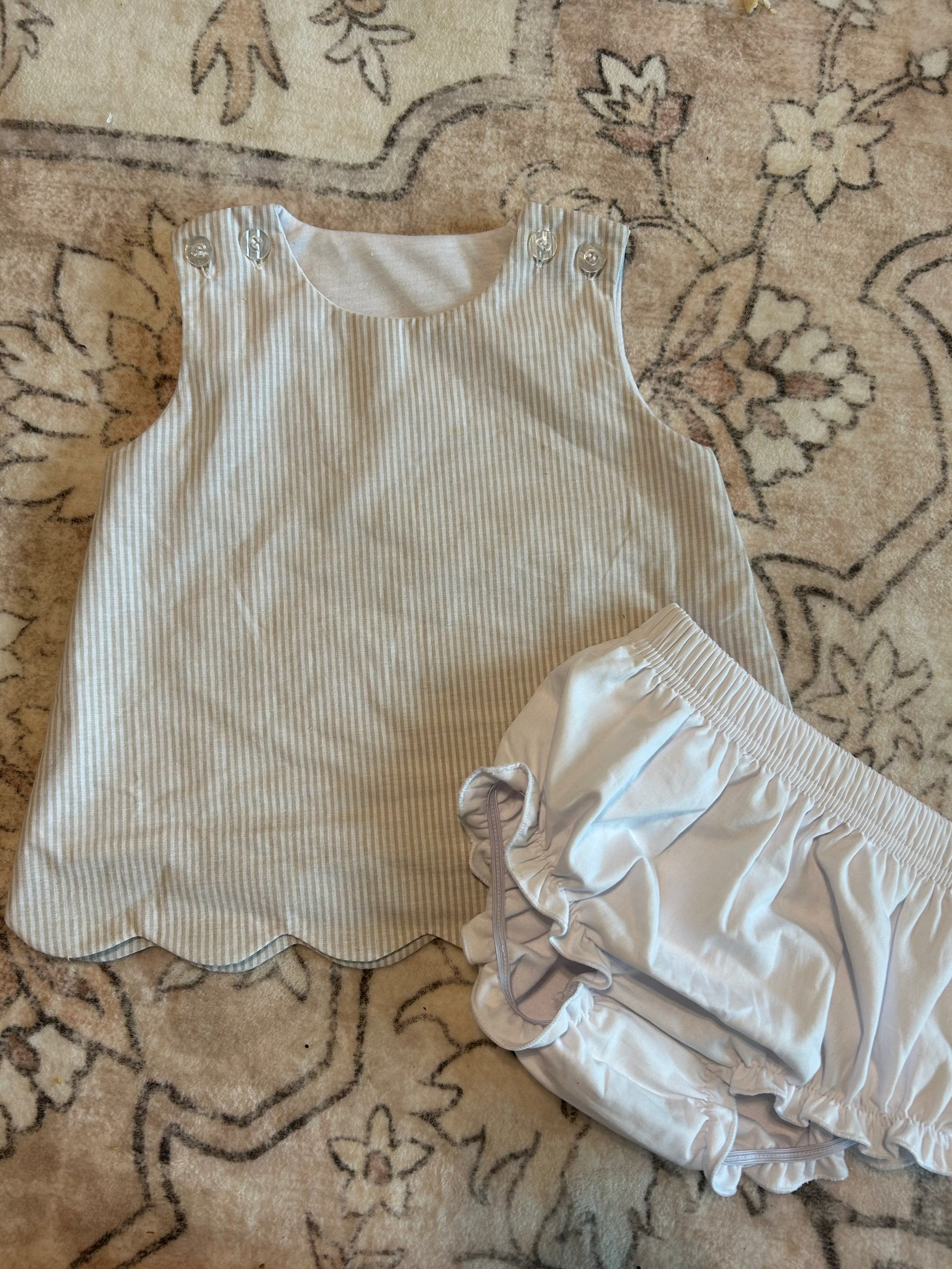 Tan Striped Diaper Set